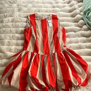 Anthropologie Red and Tan Striped Dress